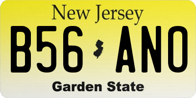 NJ license plate B56ANO