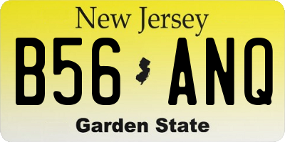 NJ license plate B56ANQ
