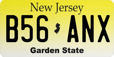 NJ license plate B56ANX