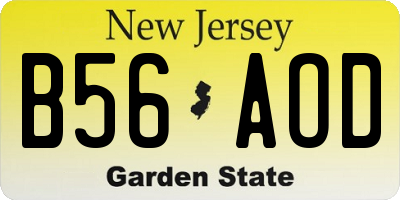 NJ license plate B56AOD