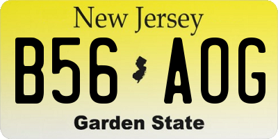 NJ license plate B56AOG