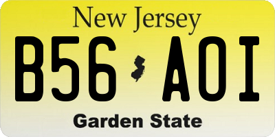 NJ license plate B56AOI