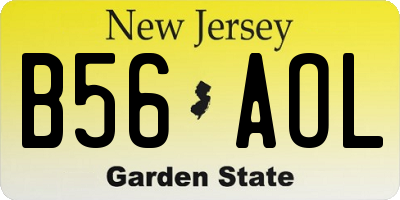 NJ license plate B56AOL