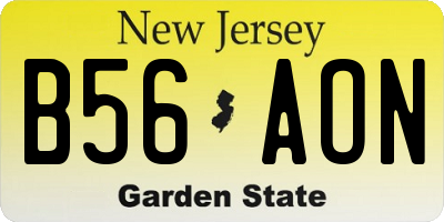 NJ license plate B56AON