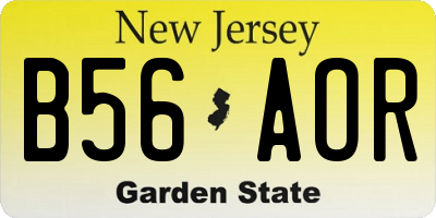 NJ license plate B56AOR
