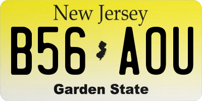 NJ license plate B56AOU