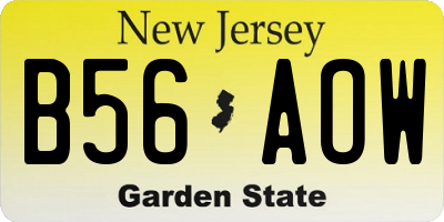 NJ license plate B56AOW