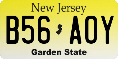 NJ license plate B56AOY