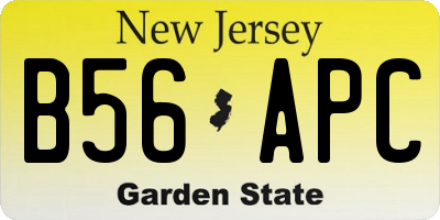 NJ license plate B56APC