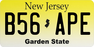 NJ license plate B56APE