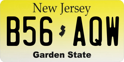 NJ license plate B56AQW