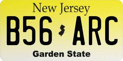 NJ license plate B56ARC