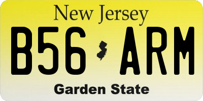 NJ license plate B56ARM