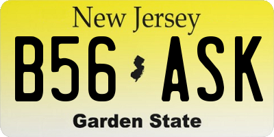 NJ license plate B56ASK