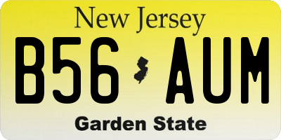NJ license plate B56AUM
