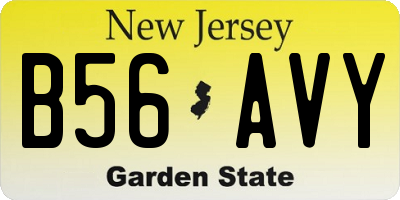 NJ license plate B56AVY