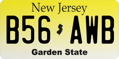 NJ license plate B56AWB