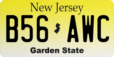NJ license plate B56AWC