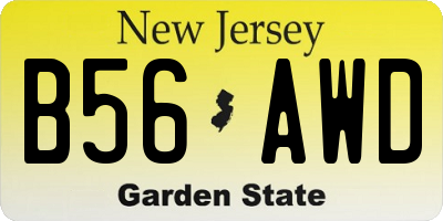 NJ license plate B56AWD