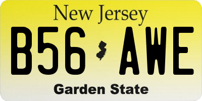 NJ license plate B56AWE