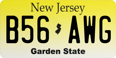 NJ license plate B56AWG