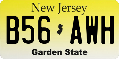 NJ license plate B56AWH
