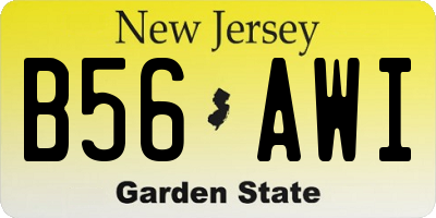 NJ license plate B56AWI