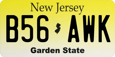 NJ license plate B56AWK
