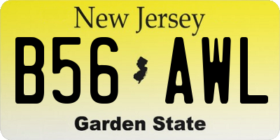 NJ license plate B56AWL