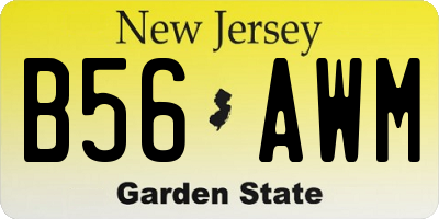 NJ license plate B56AWM