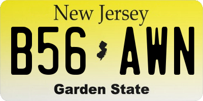 NJ license plate B56AWN