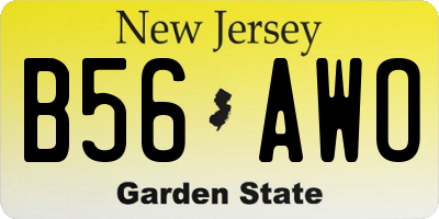 NJ license plate B56AWO