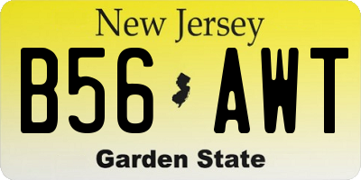NJ license plate B56AWT