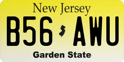 NJ license plate B56AWU