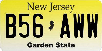 NJ license plate B56AWW