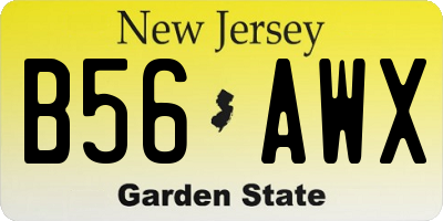NJ license plate B56AWX