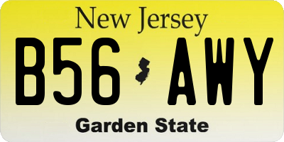 NJ license plate B56AWY