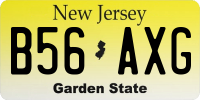 NJ license plate B56AXG