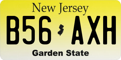 NJ license plate B56AXH