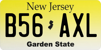 NJ license plate B56AXL