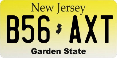 NJ license plate B56AXT