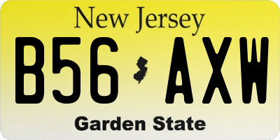 NJ license plate B56AXW