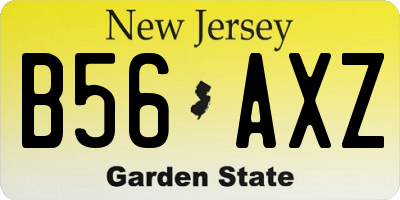 NJ license plate B56AXZ