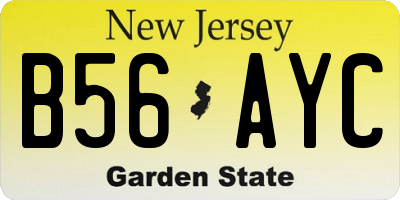 NJ license plate B56AYC