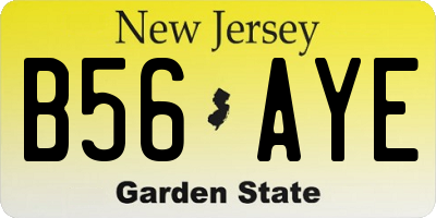 NJ license plate B56AYE