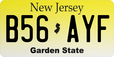 NJ license plate B56AYF