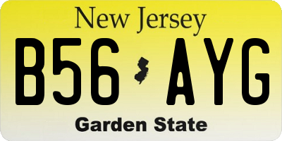 NJ license plate B56AYG
