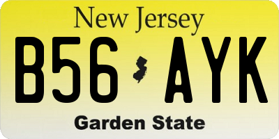 NJ license plate B56AYK