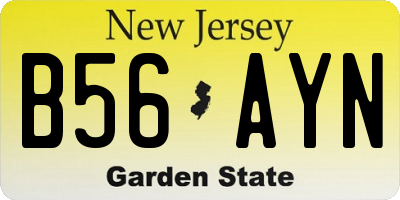 NJ license plate B56AYN