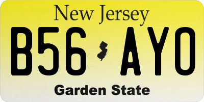 NJ license plate B56AYO
